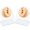 Cindeer 2 Pcs Flexible Silicone Ear Model Reused Soft Mold Fake Ear for Earrings Jewelry Display for Piercing Practice with Acrylic Stand(White) - Skin Color