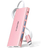 LENTION 3.3FT Long Cable USB C Multiport Hub with 4K HDMI, 4 USB 3.0, Type C Charging Compatible 2024-2016 MacBook Pro, New Mac Air/iMac/Mac Mini, More, Stable Driver Adapter (C35-1M, Space Gray) - Rose Gold