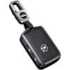 HIBEYO Alloy Leather Texture Car Key Fob Cover with Keychain fits Volvo XC90, XC60, XC40, S60, S90, V60, Polestar 1, T5 - 3 Button Black Smart Remote Car Key Holder - Black