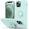 MOCCA Compatible with iPhone 12 Pro Max Phone Case 6.7 inch with Ring Kickstand | Super Soft Microfiber Lining | Anti-Scratch Full-Body Shockproof Protective Case for iPhone 12 Pro Max - Light Brown - Mint