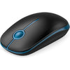 Vssoplor Wireless Mouse, 2.4G Slim Portable Computer Laptop Mouse with Nano Receiver Quiet Silent Optical Mice for Notebook, PC, Laptop, Computer-Black and Sapphire Blue - Black and Sapphire Blue