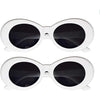 White Retro Oval Mod Thick Frame Sunglasses Round Lens Clout Glasses Goggles - 2 White