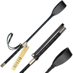 18 inch Riding Crop for Horses, Horse Whip with Double Slapper, Leather Equestrian Jump Bat, Black,Purple - My Store