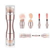 Bling Toman 4 in 1 Makeup Brush, Eyeshadow Eye Lip Face Concealing Blush Foundation Brush All in One Retractable Travel Size Makeup Brush Set (rose gold brush) - A rose gold