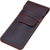 Daimay Leather Pen Case Holder Handmade Fountain Multi Pens Pouch Crazy Horse Leather Pen Protective Sleeve Cover Large – Brown - Dark Brown