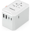 TESSAN Universal Travel Adapter, International Power Adapter 5.6A 28W 3 USB C 2 USB A Ports, Travel Worldwide Plug Adaptor, Outlet Wall Charger for Europe UK EU AUS (Type C/G/A/I) - White grey