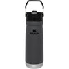 Stanley IceFlow Flip Straw Water Bottle 22 oz | Built-In Straw for Travel and Sports | Lightweight and Leak Resistant | Insulated Stainless Steel | BPA-Free | Polar - Charcoal