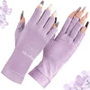 MelodySusie Premium UV Gloves for Nails, Professional UPF 99+ UV Protection Gloves for Manicures, Cool Feeling Fabric, Nail Art Skin Care Fingerless Anti UV Glove Protect Hands from UV Harm - Purple