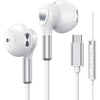 USB C Headphones for Samsung Galaxy S24 S23 Ultra S22 S21 FE S20 A54 A53 USB C Earphones with Mic Volume Control Wired Earbuds USB Type C Headphones for iPhone 16 15 Pro Max Plus iPad Pro Pixel 8 7 6a - White