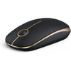 Vssoplor Wireless Mouse, 2.4G Slim Portable Computer Laptop Mouse with Nano Receiver Quiet Silent Optical Mice for Notebook, PC, Laptop, Computer-Black and Sapphire Blue - Black and Gold