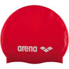 Arena Classic Unisex Soft Silicone Swim Cap for Women and Men, Intensive Training Comfortable Non-Slip Long Hair Swimming Hat - Red/White