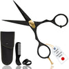 Premium Hand Forged Japanese Steel Hair Beard Mustache Scissors Cut Trim Groom Facial Hair Bangs (Black - 5.5") - Black - 5.5"