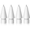 MEKO 4 Pack Upgraded 0.72mm Fine Ponit Precise Replacement Tips for Apple Pencil 1st/2nd Generation & Logitech Crayon, Wear-Resisting Pen Nibs for iPad Pro/Air/Mini Pencil - White - White/White/White/White