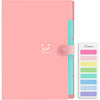 Forvencer Accordion File Organizer, Letter Size, 5 Pocket Expanding File Folder, Cute File Folder with Labels, Portable File Organizer for School Office Supplies, Folders for Documents, Jade - Pink