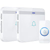 AVANTEK Wireless Doorbell, D-3B Waterproof Door Chime Kit Operating at over 1300 Feet with 2 Plug-In Receivers, 52 Melodies, CD Quality Sound and LED Flash - White