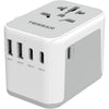 TESSAN Universal Travel Adapter, International Power Adapter 5.6A 28W 3 USB C 2 USB A Ports, Travel Worldwide Plug Adaptor, Outlet Wall Charger for Europe UK EU AUS (Type C/G/A/I) - Grey white