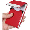 JuneLsy Business Card Holder - Professional Business Card Case Metal Name Card Holder Pocket Business Card Carrier for Men & Women with Magnetic Shut (bz-Black) - Y-Red