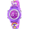 3D Cartoon Waterproof Kids Watches with Alarm - Best Toys Gifts for Girls Age 3-10 - Dark Purple