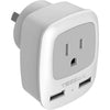 TESSAN European Travel Plug Adapter, Europe Power Adaptor with 2 USB Ports, International Type C Outlet Charger for US to Most of EU Iceland Spain Italy France Germany - white&grey