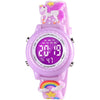 3D Cartoon Waterproof Kids Watches with Alarm - Best Toys Gifts for Girls Age 3-10 - Purple
