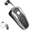 Retractable Wireless Headphone Headset Stereo Earphone lightweight V5.0 Noise Cancelling Mic Clip on Earpiece workout Sports running Business Trucker Driver Music Earbuds For Iphone android Phone - Black