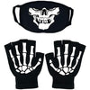 Skeleton Face Mask Knit Beanie with Eye Holes Halloween Skull Dress Up Headdress Cap Winter Warm Hat - Skeleton Mask+glove