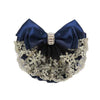 Lady Bow Hair Bun Net Snood Crochet Net Bun Hair Cover Hair Accessories Bowknot Decor Barrette Hair Clip Lace Flower Hair Accessories (Black) - Blue