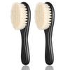 Shappy 2 Pieces Barber Fade Brush Men Beard Brush Neck Duster Cleaning Grooming Tool Soft Beard with Wooden Handle for Barber Hair Cutting Kits(Black, Red) - Black