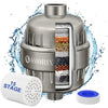 15 Stage Shower Head Filter for Hard Water - High Output Shower Water Filter Reduces Chlorine, Improves Skin Condition - Brushed Nickel