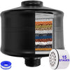 15 Stage Shower Head Filter for Hard Water - High Output Shower Water Filter Reduces Chlorine, Improves Skin Condition - Short-Black