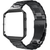 Simpeak Women Men Stainless Steel Metal Band Strap with Stailess Steel Frame Compatible with Fitbit Blaze, Match Link Removal Tool, Black - black band/frame