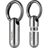 TISUR Micro Keychain Pill Holder, Titanium Pill Case Waterproof Pill Container, Portable Tiny Pill Organizer for Travel Purse Pocket - 2 Pcs Gray Tiny