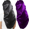 2 Pcs Silk Bonnet for Women Satin, Soft Elastic Band Silky Sleeping Cap Big Bonnets for Braids - Black+purple