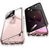Anti Peeping Case for iPhone 13 (6.1"), Jonwelsy 360 Degree Front and Back Privacy Tempered Glass Cover, Anti SPY Screen, Anti Peep Magnetic Adsorption Metal Bumper for iPhone 13 (Black) - Pink