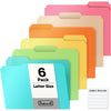 Dunwell Plastic Colored File Folders (6 Pack), 1/3 Tab Filing Folders for 8.5x11 Letter Size Documents, Assorted Colors, Acid-Free Poly, Includes Labels - 6 Pastel