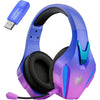 PHOINIKAS PS5 Gaming Headset for PS4, PC, Switch, Q10 Xbox One Headset with Stereo Sound, Detachable Mic, Wireless Bluetooth 5.3 Headphone only for Laptop/Phone/Tablet, 40H Plyatime (Blue) - Violet