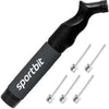 SPORTBIT Ball Pump for Sports Balls - Push & Pull Inflating System - Hand Pump for All Exercise Balls - Volleyball Pump, Basketball Inflator, Football & Soccer Ball Air Pump - Goes with 5 Needles Set - GREY