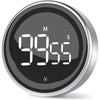 LIORQUE Digital Kitchen Timer, Magnetic Countdown Countup Timer with Large LED Display, 2 Brightness Levels, 3 Volume Levels, Productivity Timers for Classroom Cooking Fitness - Silver