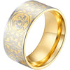 Men's Stainless Steel Chinese Ancient 4 Guardian Beasts Ring Dragon, White Tiger, Suzaku, Basalt Carved - Gold