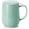 Sweese 20oz Porcelain Teacup with Infuser and Lid, Large Tea Mug for Loose Tea - Microwave and Dishwasher Safe, Insulated, Modern Design for Tea Lovers - Mint Green
