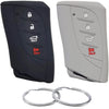 Silicone Rubber Key Fob Cover Compatible with Lexus (4 Buttons) ES300h ES350 LC500 LC500h LS500h NX350 NX250 NX350h GX460 LS500 RX350 (Black Black) - Black grey