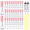 AMORIX 50PCS Mini Lip Gloss Tubes with Wand 1.2ml Empty Lip Gloss Containers Refillable Travel Lip Balm Bottles for Samples with 5ml Syringes DIY Lip Gloss Base + Tag Labels (Rose Gold) - 50PCS - Pink