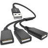 MOGOOD 3 in 1 USB Splitter Cable, Portable USB 2.0 Hub for Charging, Data Transfer, Laptop, Mac - Black