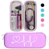 BOVKE Stethoscope Case for 3M Littmann Classic III, Lightweight II S.E, MDF Acoustica Deluxe Stethoscopes - Extra Room for Medical Bandage Scissors EMT Trauma Shear and LED Penlights, Black - Pu Leather_Purple
