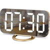 SZELAM Digital Clock Large Display, LED Electric Alarm Clocks Mirror Surface for Makeup with Diming Mode, 3 Levels Brightness, Dual USB Ports Modern Decoration for Home Bedroom Decor-White (001) - Gold