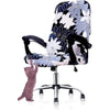 Deisy Dee Computer Office Chair Covers for Stretch Universal Rotating Chair Desk Chairs ONLY Chair Covers (Blue Flower 1, Medium) - White Flower