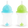 Munchkin Any Angle Weighted Toddler Straw Cups with Click Lock Lid, 10 Ounce, 2 Pack, Blue/Green - Blue/Green