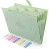 SKYDUE Expanding File Organizer with 5 Pockets, Accordion File Folders with Labels, Portable Document Paper Bill Receipt Organizer, Home College School Office Supplies, Letter Size,Babyblue - Pea Green