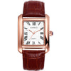 Lancardo Retro Vintage Square Quartz Analog Watch Silver Tone Case Crocodile Pattern Brown Leather Business Casual Dress Wrist Watch - men brown strap white dial