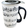 Lavezee Mug Cup With Guitar Handle And Art Musical Notes Holds 15 Oz, Tea Coffee Milk Ceramic Mug Gift For Music Lover - White-Music Notes-15OZ